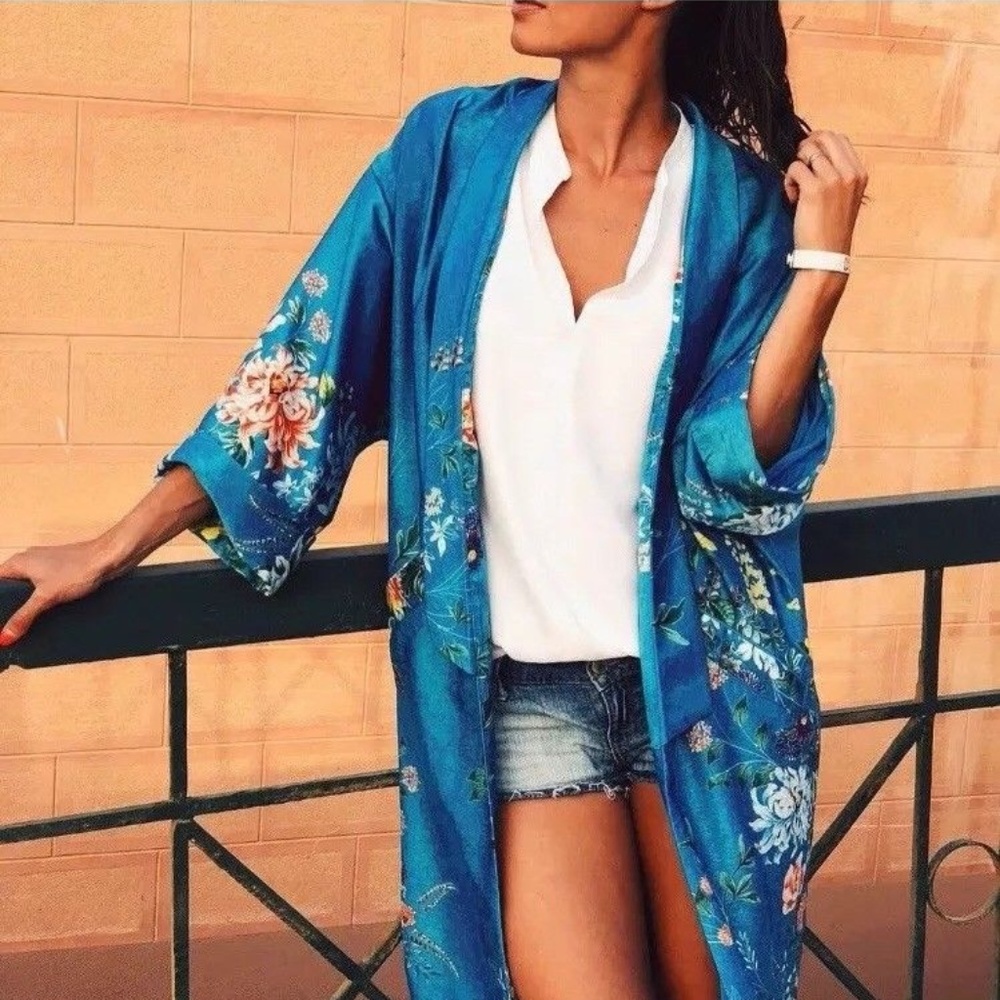 Zara Floral Print Kimono - Picture 1 of 8